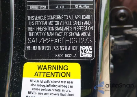 2020 Land Rover Range Rover Evoque Se из США, поврежденный, VIN SALZP2FX6LH061273